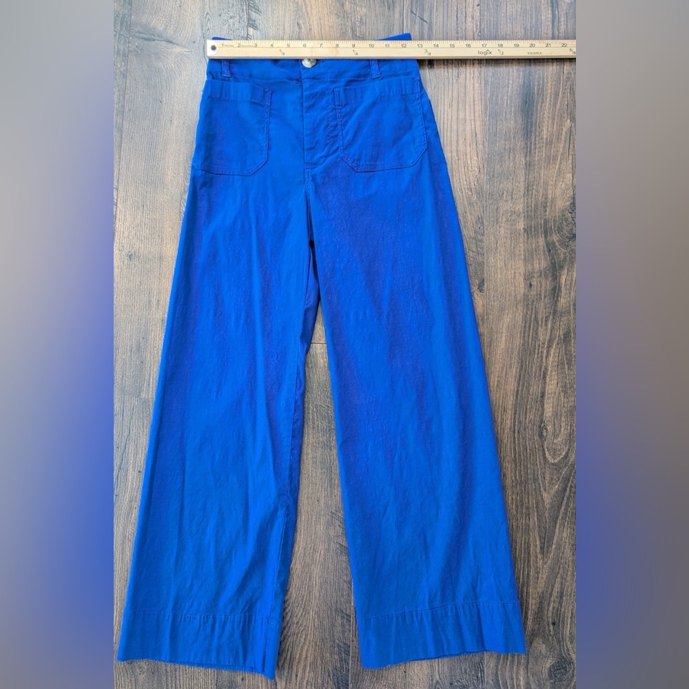 Anthropologie Maeve The Colette Wide Leg Crop Pants Royal Blue Size 25 - Picture 10 of 12